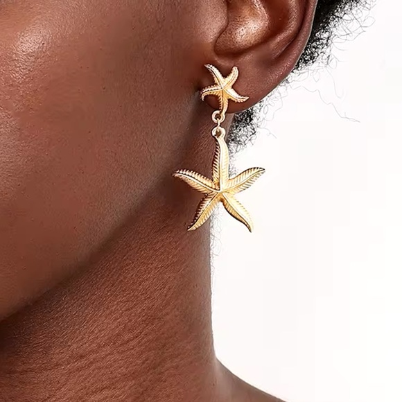 Aimi - Starfish Gold Plated Earrings. HOT ITEM - Picture 3 of 8
